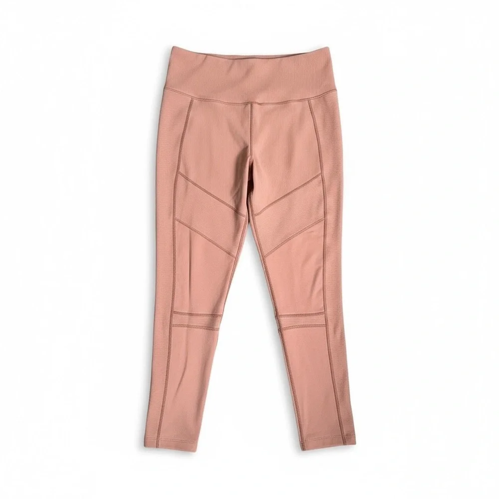 Zella Moto Ribbed High Waist Ankle Leggings - Purple Taupe - Large - Picture 4 of 5